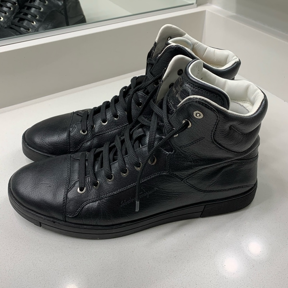 Salvatore Ferragamo black high top sneakers